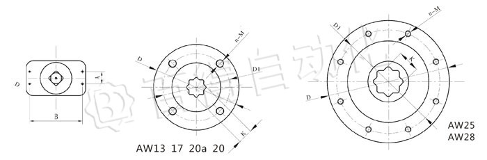 AW气动执行器连接尺寸图 AW气动执行器连接尺寸图