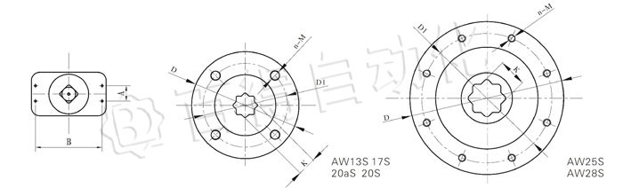AW气动执行器连接尺寸图 AW气动执行器连接尺寸图