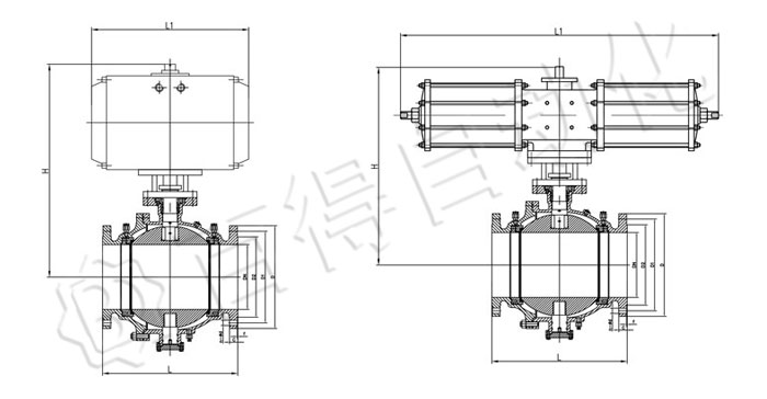 气动固定球阀安装尺寸图