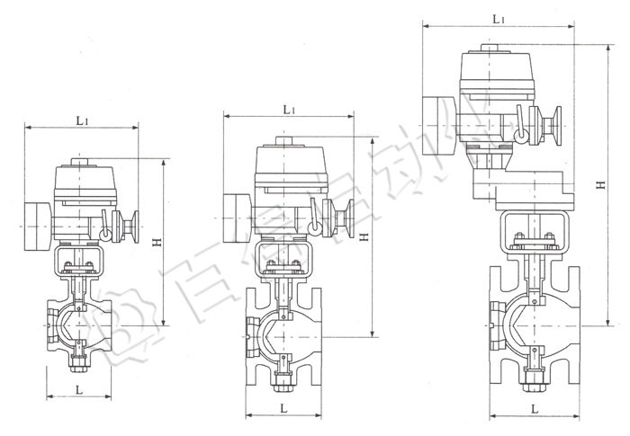 电动V型球阀安装尺寸图