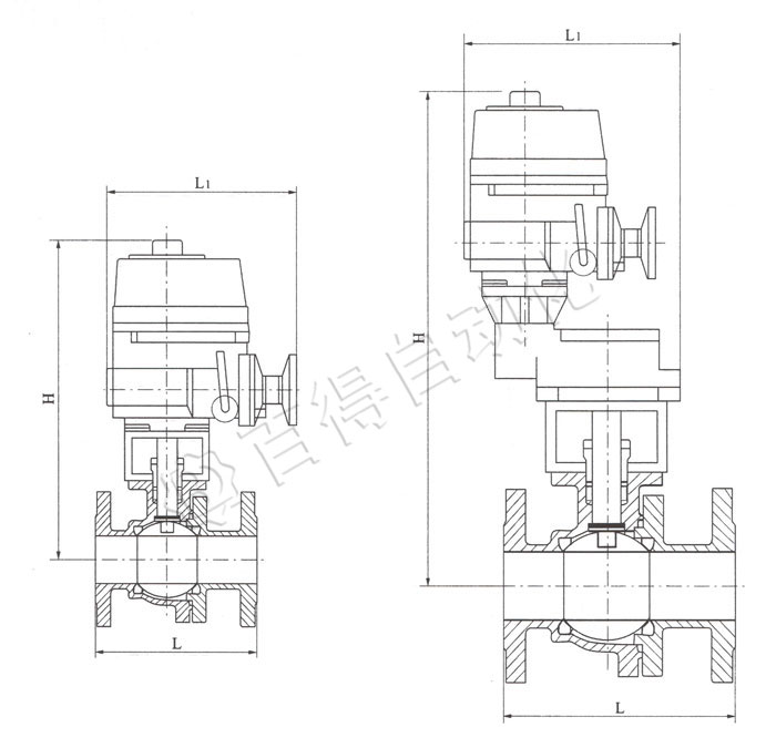 电动O型球阀安装尺寸图