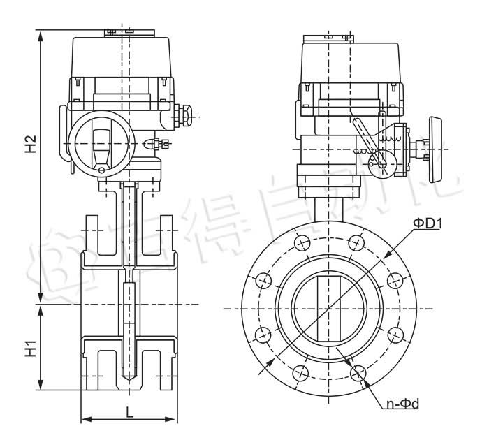 电动法兰蝶阀结构图